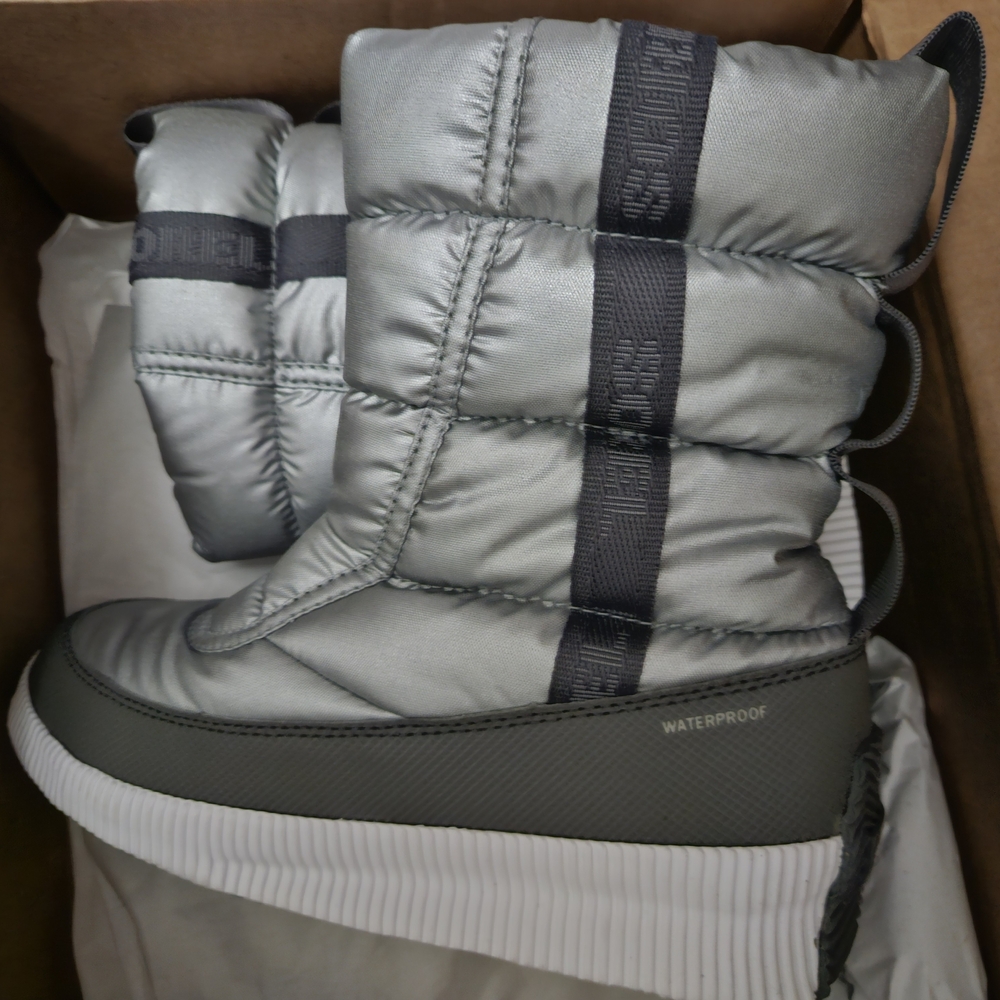 New Sorel Puffy Winter Snow Boots grey silver waterproof puffer boots